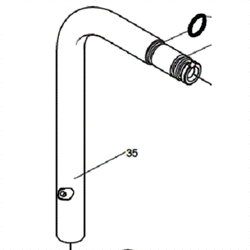 Reservedele til Vola KV1  - Vola Bagtud I børstet krom for KV1 fra før 97 VR35